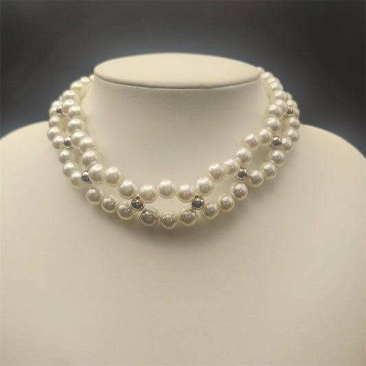 French Style Vintage Pearl Flower Cutout Necklace High-grade Personality Sweet Cool Clavicle Chain