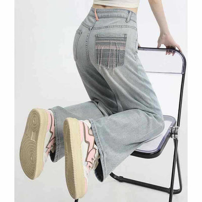 Light Blue High Waist Wide Leg Jeans For Women