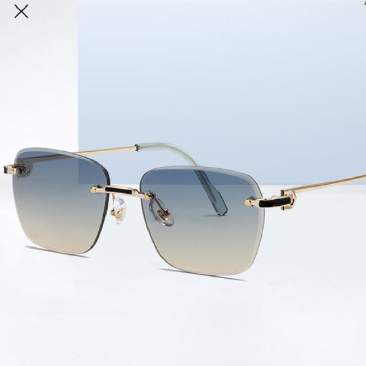 Trimmed Frameless Sunglasses Two-tone Gradient