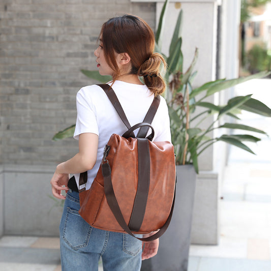 Women's Fashion Soft Leather Backpack