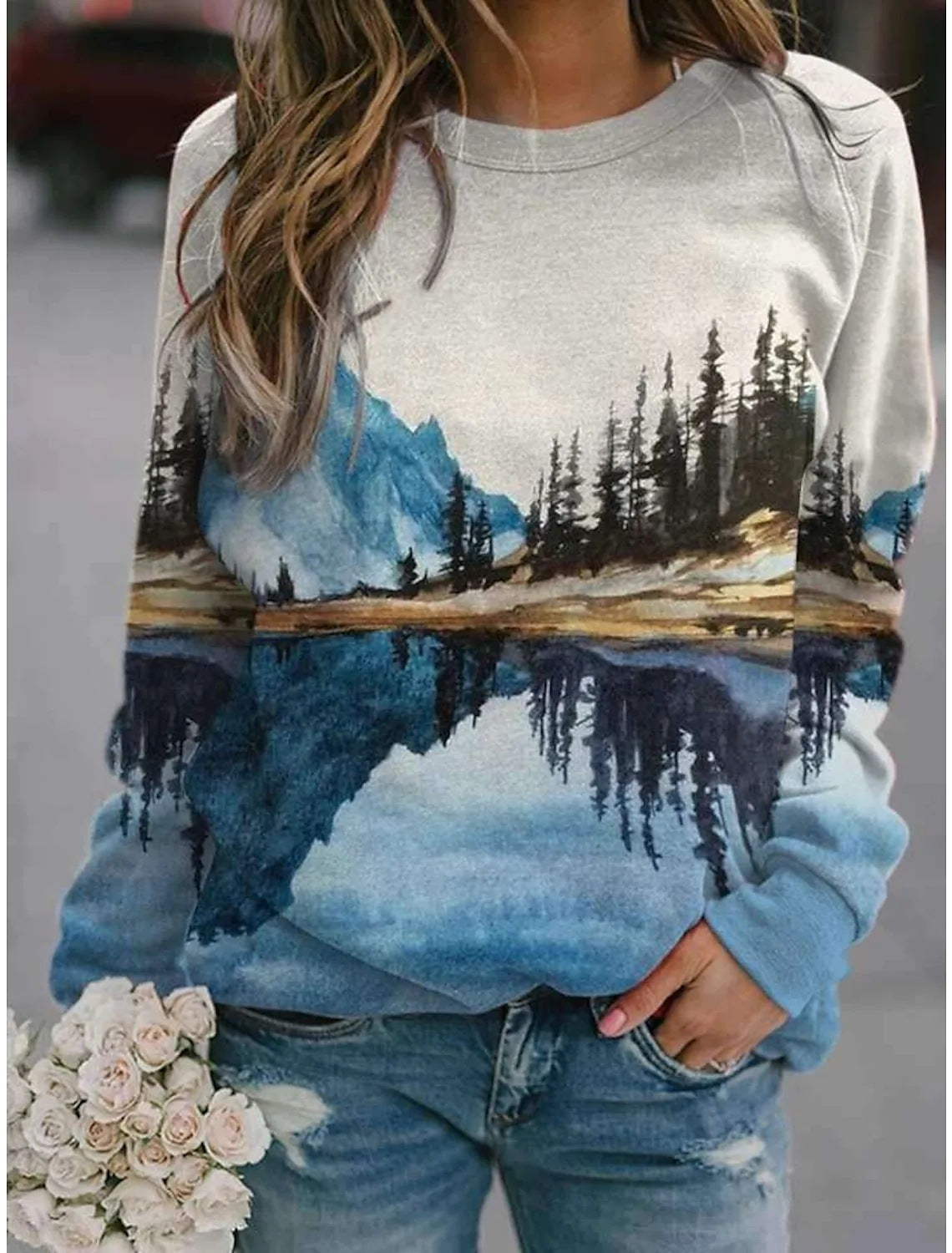 New Women's Long-sleeved Round Neck T-shirt