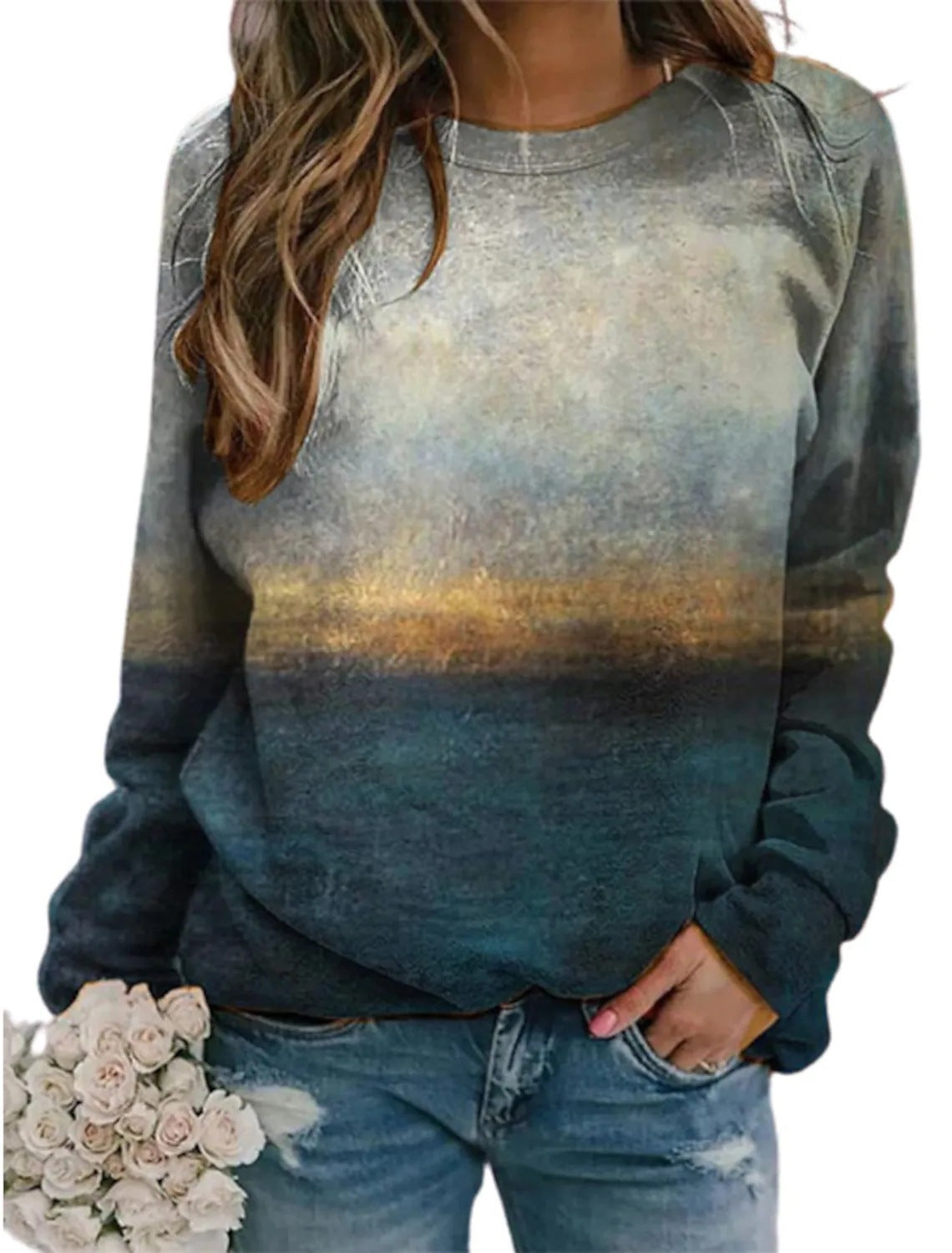 New Women's Long-sleeved Round Neck T-shirt