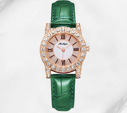 Women's Korean-style Diamond-embedded Creative Watch With Roman Scale